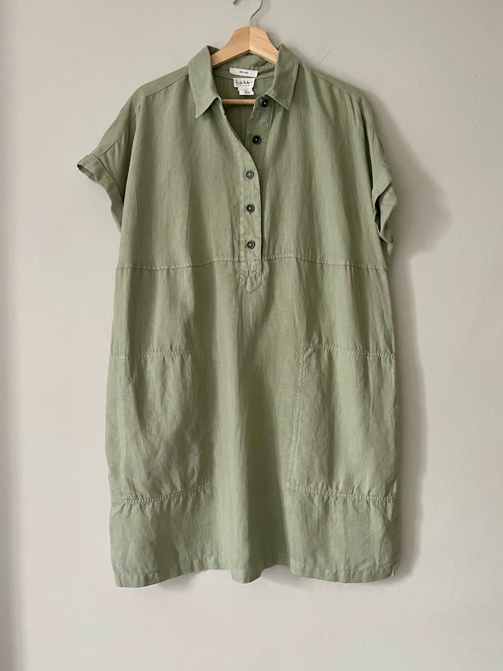Nicole Miller Linen Popover Shirt Dress Medium